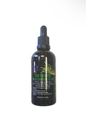 Tea Tree Oil Dropper Bottle - Clear Label, Black